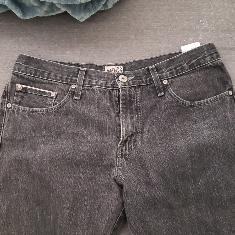 Naked and famous black selvedge slim jeans